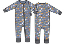 Load image into Gallery viewer, Angel Dear’s Blue Halloween Monster Dress Up 2 Way Zipper Footie wraps your little one in cozy comfort and spooky fun. The easy zipper makes dressing simple, while the playful monster print brings Halloween magic to every cuddle and giggle. Perfect for celebrating the season in style!
