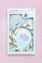 Load image into Gallery viewer, Our Ice Queen Princess Hair Braid features a delicate arrangement of glistening snowflakes that cascade down the blond hair braid like a magical frozen waterfall. The luminous icy hues of blonde & blue, evoke a sense of enchantment, adding an ethereal touch to any look.
Embrace your inner ice queen and let your hair shimmer and shine with the spellbinding beauty of the Ice Queen Princess Hair Braid.