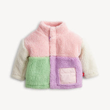 Load image into Gallery viewer, Magnetic Me’s Pink Colorblock Sherpa Girls Magnetic Jacket is designed with magnetic closures that fasten in a flash. For warmth without the bulk, it’s made from fluffy sherpa fleece and is lined with soft organic cotton. A roomy hood and front pockets keep little ones adorably, comfortably toasty.