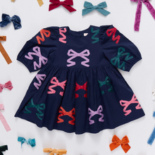 Load image into Gallery viewer, Girls Multi Bow Applique Brooke Dress