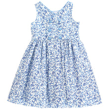 Load image into Gallery viewer, Discover timeless elegance with the Girls Summer Breeze Floral Dress by Bailey Boys. This charming dress features a classic sheath dress top and fit & flare skirt, creating a polished look that's perfect for spring celebrations and special occasions. The modern blue and white floral print brings fresh, contemporary style to a beloved vintage silhouette. Comfortable and effortlessly chic, this dress is an essential addition to any big girl's wardrobe for memorable moments ahead.