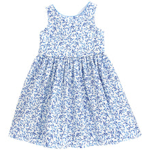 Load image into Gallery viewer, Discover timeless elegance with the Girls Summer Breeze Floral Dress by Bailey Boys. This charming dress features a classic sheath dress top and fit & flare skirt, creating a polished look that's perfect for spring celebrations and special occasions. The modern blue and white floral print brings fresh, contemporary style to a beloved vintage silhouette. Comfortable and effortlessly chic, this dress is an essential addition to any big girl's wardrobe for memorable moments ahead.