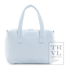 Load image into Gallery viewer, Fit all of your essentials with ease when you carry this perfectly designed Stroller Bag that can be worn as a tote, crossbody, or it can be Velcro onto your stroller.  Crafted in a water repellant material, this versatile bag features enough space to hold bottles, blankets, and toys for you and your baby. Built with interior pockets to hold essentials, 2 exterior side slip pockets for bottles, removable straps and is machine washable.