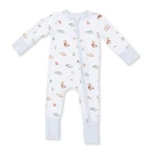 Load image into Gallery viewer, Angel Dear’s Lake Cuties 2 Way Zipper Footie wraps your little one in cozy comfort and playful charm. Adorned with adorable lake animals and vibrant stripes, it’s perfect for adventurous infants, blending warmth and style for every outdoor family moment.