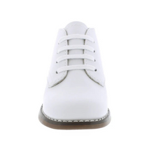 Load image into Gallery viewer, Classic high-top leather bootie featuring lace closure. Offered in matte and pearlized colors; sizes ranging from 2.0 infant - 7.0 toddler.
Custom Fit System – Removable, dual insoles in Medium and Wide provided for customized fitting.
Roomy Toe Box – Allows tiny toes room to breathe and splay naturally during walking, enhancing balance and reducing rubbing, friction, and moisture.
Arch Support – Shoe last and insole designed to provide proper arch support for developing feet.
High-quarter design provides m