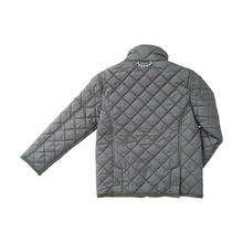 Load image into Gallery viewer, For the kid who loves wide-open spaces and muddy adventures, the Kids Quilted Barn Jacket in Fly Fishing Green is a countryside classic reimagined for modern explorers. Designed with a tailored fit, diamond-quilted finish, and rugged detailing, this jacket brings cozy warmth and timeless style from pumpkin patch to pasture.