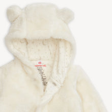 Load image into Gallery viewer, Bundle baby in a (magnetic) snap with Magnetic Me’s Minky Magnetic Bear Footie. Featuring magnets that make layering fast and easy, it’s crafted from cuddly minky fleece and lined with organic cotton that’s soft and gentle on baby’s skin. A roomy hood and foldable mitten cuffs add extra warmth.
