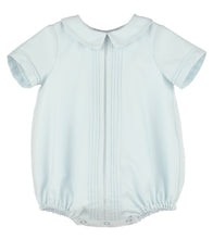 Load image into Gallery viewer, Dress your little one in timeless charm with the Infant Boys Pintucks Bubble from Luli & Me. Featuring delicate pintuck detailing down the front and a classic Peter Pan collar, this blue bubble offers effortless style and comfort. Perfect for special occasions or everyday wear, it combines traditional design with soft, breathable fabric to keep your baby cozy and looking adorable. Elevate your infant’s wardrobe with this classic piece that’s as practical as it is stylish.