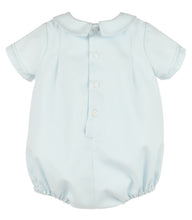 Load image into Gallery viewer, Dress your little one in timeless charm with the Infant Boys Pintucks Bubble from Luli & Me. Featuring delicate pintuck detailing down the front and a classic Peter Pan collar, this blue bubble offers effortless style and comfort. Perfect for special occasions or everyday wear, it combines traditional design with soft, breathable fabric to keep your baby cozy and looking adorable. Elevate your infant’s wardrobe with this classic piece that’s as practical as it is stylish.