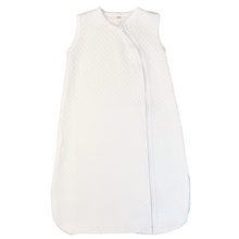 Load image into Gallery viewer, Introducing the Marcela Quilted Pima Cotton Zipped Sleep Sack! Made from the softest Pima cotton, this sleep sack offers ultimate comfort for your little one. Its fully white design allows for personalization, making it the perfect gift for any new arrival. Say hello to cozy, worry-free nights with our sleep sack.