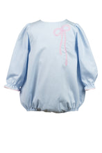 Load image into Gallery viewer, The Brooklyn Bow Bubble from The Proper Peony offers timeless elegance with its classic silhouette and delicate embroidered bow detail. Perfectly blending style and simplicity, this bubble captures the charming bow trend for little girls, making it an ideal choice for special occasions or everyday wear. Its refined design ensures your child looks effortlessly stylish and comfortable all day long.