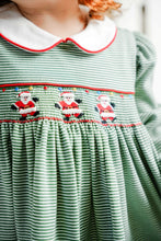 Load image into Gallery viewer, Girls Marion Santa Claus Smocked Stripe Dress