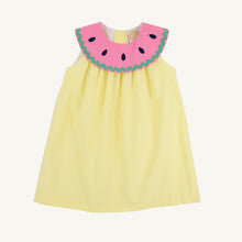 Load image into Gallery viewer, Embrace the joy of spring and summer with Tabitha’s Teachers Pet Dress in a vibrant Lake Worth Yellow by The Beaufort Bonnet Company! Adorned with a playful hot pink oversized watermelon collar, this charming dress not only stands out but also inspires confidence and creativity in every adventure. Perfect for sunny days and delightful moments!
