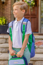 Load image into Gallery viewer, The Don’t Forget Your Backpack in Beale Street Blue, Barbados Blue, Nantucket Navy & Kiawah Kelly Green by The Beaufort Bonnet Company is the back to school essential that makes every little boy excited to walk through the school doors! Featuring a bold blue and green colorway, this backpack stands out in every hallway, every carpool line, and every classroom. Bold and unmistakably preppy, this is the backpack that makes every school day feel like the best day of the week.