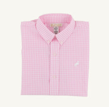 Load image into Gallery viewer, Elevate your tween's wardrobe with the Dean’s List Dress Shirt in Pink Greenbrier Gingham by The Beaufort Bonnet Company! This charming button-down shirt, adorned with playful pink and white gingham, is ideal for spring and summer occasions. Perfect for Easter celebrations, it combines style and comfort, ensuring your young man stands out with confidence!
