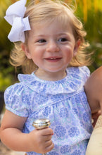 Load image into Gallery viewer, Get your little one ready for a day of play in the adorable Ramona Ruffle Bubble by The Beaufort Bonnet Company. Made with comfortable and soft pima cotton, this bubble features a darling hydrangea print and a ruffle around the collar. Give your infant girl a precious and stylish outfit with this must-have piece!
