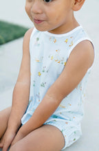 Load image into Gallery viewer, Dress your little one in the delightful Puddle Boy Bubble by The Proper Peony! Made from soft Pima cotton, its breathable design ensures comfort during warm spring and summer days. The charming mallard duck and puddles print adds a playful touch, making your baby the center of attention wherever you go!