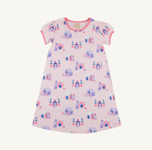 Load image into Gallery viewer, Introducing the Girls Penny's Play Dress in In The Dog House, a delightful creation by The Beaufort Bonnet Company. This exquisite knit dress, characterized by its timeless silhouette, showcases a whimsical dog print that captures the playful spirit of spring and summer. Effortlessly merging comfort with charm, it invites your young ones to explore their world with elegance and joy.