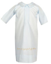 Load image into Gallery viewer, The Genesis Daygown in Blue from The Yellow Lamb offers timeless comfort and style for your newborn’s first moments at home. Crafted with soft, gentle fabric, it ensures your baby stays cozy while looking effortlessly classic. This daygown is the ideal choice to welcome your little one with warmth and elegance.