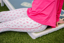 Load image into Gallery viewer, Girls Candy Land Ric Rac Leggings from Set Proper bring festive cheer to your child's wardrobe. Featuring a playful candy cane print, these leggings are perfect for holiday celebrations and everyday wear. The sweet design pairs beautifully with the Girls Merry Embroidered Sweatshirt for a coordinated seasonal look. Soft, comfortable, and designed for active kids, they're an easy way to add fun to any outfit.