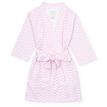 Load image into Gallery viewer, Elevate your little girl's relaxation time with the Gwen Girls' Spa Wrap in Pretty Pink Bows by Lila & Hayes. Designed for comfort and style, this wrap offers a cozy, spa-like experience at home. Pair it with the Pretty Pink Bows Lounge Dress and Doll Dress to create an irresistible gift set that brings joy and matching charm for both girl and doll. Perfect for playtime or unwinding, this spa wrap is a delightful addition to any child's wardrobe.