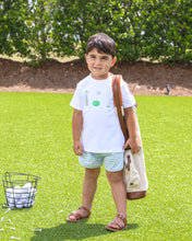 Load image into Gallery viewer, Get ready for some tee time fun with the Tee Time Short Set by Trotter Street Kids! This boys' set includes a light blue striped short and a knit tee adorned with cute golf appliqués. Perfect for spring and summer, this set is both adorable and comfortable. Elevate your little one's wardrobe with this must-have set!