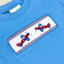 Load image into Gallery viewer, Elevate your little one’s wardrobe with the Airplane Knit Harry’s Play Tee by Zuccini Kids! This delightful periwinkle tee, featuring an adorable airplane design, offers exceptional comfort and breathability. Perfect for playtime or relaxed outings, it inspires adventure and style for your toddler boy!