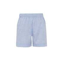 Load image into Gallery viewer, This adorable Boy's Smocked Peter Rabbit Short Set by Anavini will be a charming addition to your little one's wardrobe. The light blue knit tee features a lovely peter rabbit smocking detail, while the light blue gingham shorts add a classic touch. Perfect for any occasion, this set will keep your child looking stylish and comfortable.