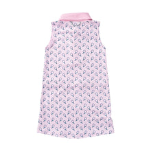 Load image into Gallery viewer, Serve up style with the Girls’ Sleeveless Performance Dress in Pink Frosting Pickleball— UPF 50+ Performance Knit. Soft, breathable, moisture-wicking fabric keeps her comfortable from the court to the clubhouse, while UPF 50+ protection helps block 98% of harmful rays. A polished polo collar, 3-button placket, and sleeveless design make this dress a match for active days. Complete with our back-neck "Get Back Here Loop" and neatly finished armholes for lasting comfort.