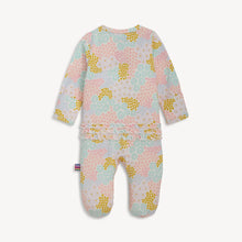 Load image into Gallery viewer, Our Harper Modal Magnetic Footie with Ruffles by Magnetic Me, designed with magnetic closures, is a quick and quiet lifesaver for all-day and middle-of-the-night diaper changes. Made from sustainable modal, it's a silky-soft and temperature-regulating sleeper to keep your little one comfy from head to toe.