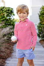 Load image into Gallery viewer, Introducing the Sheffield Shorts in Park City Periwinkle by The Beaufort Bonnet Company, a delightful addition to your boy's wardrobe. The soft periwinkle hue is perfect for sunny days, while the charming white stork detail adds a touch of whimsy. These shorts are not just stylish; they are a must-have for comfort and fun adventures!