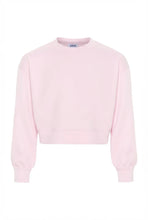 Load image into Gallery viewer, Pleat’s Darby Sweatshirt is the ultimate elevated essential. This cozy crewneck sweatshirt features a clean, minimalist silhouette with a relaxed fit and wide banded hem for a modern, polished look. Designed to be endlessly versatile, it’s the kind of piece she can wear on repeat without sacrificing style.
Pair it with the coordinating Lana Joggers for an effortless matching set, or mix it with skirts and denim for everyday wear.
