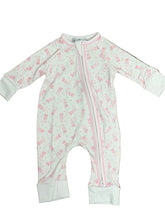 Load image into Gallery viewer, Introduce your little cowgirl to comfort and style with the Infant Girls Darling Cowboy Playsuit from Magnolia Baby. Crafted from soft Pima cotton, this charming one-piece features an adorable pink cowgirl boots. The convenient 2-way zipper makes diaper changes and dressing effortless, so you can keep up with her busy day. Perfect for everything from naptime cuddles to playtime adventures.