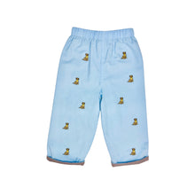 Load image into Gallery viewer, Dress your little dog lover in the Boys Light Blue Labrador Corduroy Leo Pants from Zuccini Kids, featuring charming embroidered Labrador Retrievers. Pairs effortlessly with matching polo for a stylish, coordinated look. Available alongside a matching Longall for younger siblings, it’s a perfect choice for family outfits that combine comfort and playful charm.