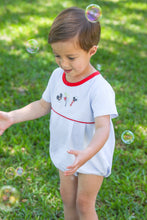 Load image into Gallery viewer, Add a touch of Disney magic to your little one's wardrobe with our Mouse Embroidery Boy's Bubble! Perfect for a trip to Disney or for any little Disney fan, this adorable outfit from Trotter Street Kids features charming mouse embroidery and playful bubble style. Make every day feel like a dream with this must-have outfit!