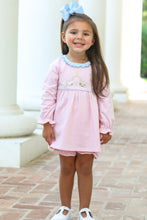 Load image into Gallery viewer, Dress your little one in festive charm with the Infant Girls Nativity Bloomer Set from Trotter Street Kids. This adorable outfit pairs a striped tunic with coordinating bloomer shorts, enhanced by delicate ruffle details. The beautifully embroidered nativity scene adds a meaningful touch, making it perfect for holiday celebrations and treasured photos. 