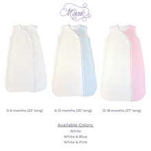 Load image into Gallery viewer, Introducing the Marcela Quilted Pima Cotton Zipped Sleep Sack! Made from the softest Pima cotton, this sleep sack offers ultimate comfort for your little one. Its fully white design allows for personalization, making it the perfect gift for any new arrival. Say hello to cozy, worry-free nights with our sleep sack.