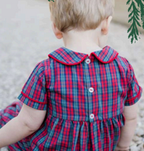 Load image into Gallery viewer, *Pre-Order!
Dress your little one in timeless holiday charm with the James Red Tartan Plaid Longall. This classic one-piece features a delicate peter pan collar and short sleeves, crafted in rich red tartan that's perfect for festive celebrations, family portraits, and special moments. The traditional longall silhouette offers both comfort and sophistication, while coordinating sibling styles make it easy to create picture-perfect matching looks for the whole family.