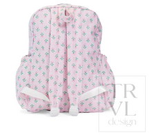 Load image into Gallery viewer, Petite Fleur Pink MINI Backpack from TRVL Design brings together timeless style and everyday practicality. The charming pink floral design appeals to young travelers, while the wipeable material stands up to spills and adventure. Pair it with the matching lunchbox to create a coordinated set perfect for school, outings, and beyond. Also available in a larger backpack for big kids. 