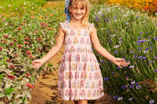 Load image into Gallery viewer, Elevate your little girl's wardrobe with the Girls Via Dress from Pink Chicken! This stylish dress features a charming pink flowerette design and ruffle straps making it perfect for any spring or summer event. Made with high-quality cotton materials, your child will feel comfortable and stylish all day long. Upgrade your tween's fashion game with this must-have dress!
