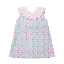 Load image into Gallery viewer, Introduce your little one to spring fashion with our Spring Floral Cassie Dress! Featuring a charming floral print and a delicate pleat-folded collar with a sweet pink back bow, this dress is the perfect blend of classic and adorable. Dress them up for any occasion with this lovely piece from Zuccini Kids.