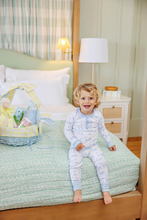 Load image into Gallery viewer, Sutton's Sweet Dream Set in Lindon Hill Hops with Beale Street Blue is the two-piece pajama set that makes bedtime absolutely precious! This charming set features our delightful bunny print on soft, comfortable fabric that's perfect for sweet dreams and cozy mornings. Designed with timeless style and quality craftsmanship, this is the sleepwear that brings joy and cuteness to every nighttime routine!