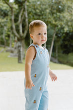 Load image into Gallery viewer, Dress your little one in cozy charm with the Infant Boys Labrador Ashton Longall from Zuccini Kids. Crafted from soft blue corduroy and adorned with adorable embroidered Labrador Retrievers, this longall combines comfort with playful style. Its reversible design offers two adorable looks in one, making outfit changes easy and versatile. Perfect for keeping your infant cozy and cute all day long. Grab the big brother matching polo and pants!