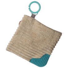 Load image into Gallery viewer, A true standalone item – part soother, part activity toy. A soothing activity toy for curious babies. Simple activity toy with sewn in teether and colorful embroidery. Each Crinkle Teether has fun character appliques and colorful patterns. Baby safe embroidered details.