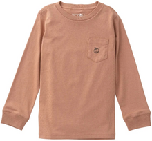 Load image into Gallery viewer, Classic long-sleeve comfort with a playful twist. This boys' tee features a turkey graphic on the back in warm burnt orange, paired with a functional front pocket for everyday wear. Soft cotton construction keeps him comfortable all day long, whether heading to school or weekend adventures. Perfect for fall layering or standalone wear.