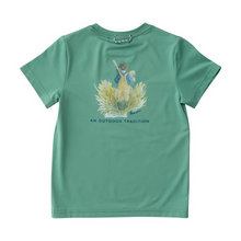 Load image into Gallery viewer, It's no secret that PRODOH Kids Pro Performance Short Sleeve Fishing T-shirt in Green Spruce with Boy and his Lab Puppy artwork sells out super fast! With custom artwork on the back of each performance t-shirt it's no wonder PRODOH tees are a favorite with toddlers, kids, and youth boys and girls. Fabric is UV protective, fast drying, pill-resistant and soft on the skin!! Available in sizes 6 month-youth large 12/14.
UPF 50+ 90% Polyester 10% Lycra
Fast Drying
Pill Resistant
Machine Washable
Designed in th