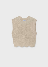 Load image into Gallery viewer, Introducing the Girls Knit Swing Back Sweater Vest from Mayoral—a sophisticated take on a timeless classic. This teen essential features a playful swing back detail that adds movement and modern style to her everyday rotation. Perfect for transitioning into fall, it works equally well for school, weekend outings, or casual gatherings.