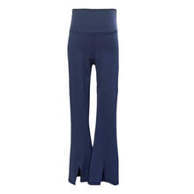 Load image into Gallery viewer, The Adele Split Flare Legging in Navy offers tween girls a perfect blend of comfort and style. Crafted from soft, stretchy fabric, these leggings provide all-day ease, while the unique split flare leg adds a trendy twist to any outfit. Ideal for active days or casual wear, they effortlessly elevate her wardrobe with a fashionable edge.