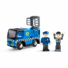 Load image into Gallery viewer, Bring excitement and action to playtime with the Police Car with Siren, ideal for kids ages 3 and up. This interactive set features flashing lights and a loud siren that activate when you press the button on the roof, signaling a thrilling chase. The mobile jail cell opens to capture the thief, encouraging imaginative role-play and storytelling. This engaging toy helps develop creativity while providing endless fun. Perfect for little heroes ready to keep the neighborhood safe!