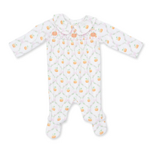 Load image into Gallery viewer, Infant Girls Pretty Pumpkin Trellis Smocked Footie